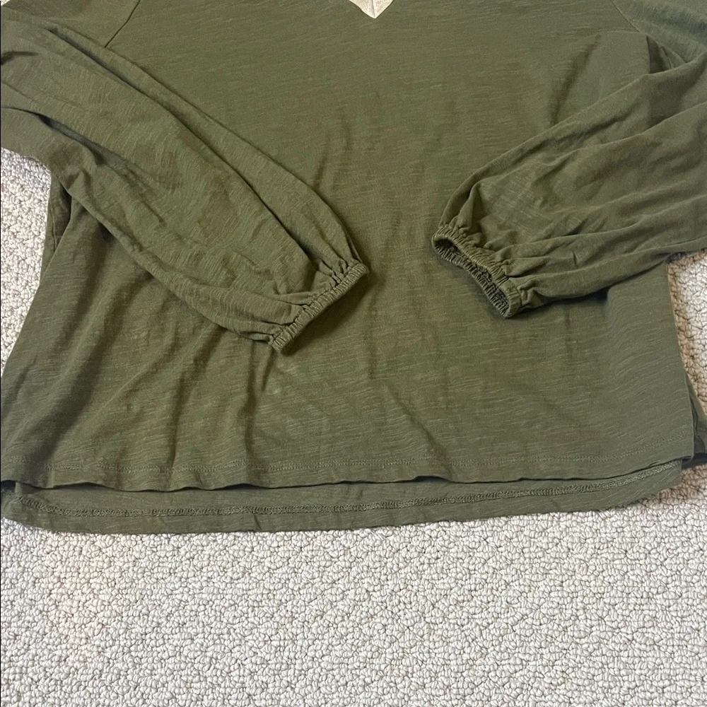 Boden Olive V-Neck Long Sleeve Top - Picture 3 of 4